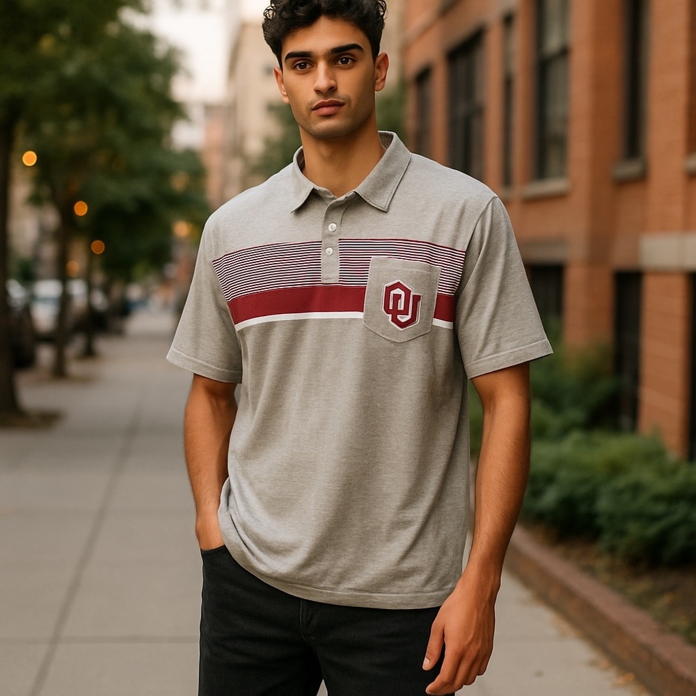 Men's Colosseum Heathered Gray
Oklahoma Sooners Golfer Pocket Polo XXL